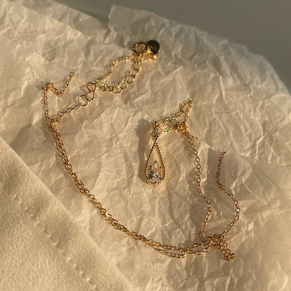 #NEW 925 Sterling Silver Diamond Waterdrop Necklace - Picture 6 of 6